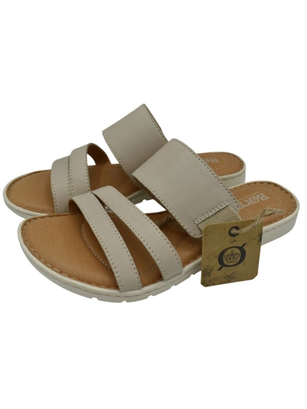 Born Womens Size 8‎ Blakely Cream Full Grain Leather Slides Sandals Shoes